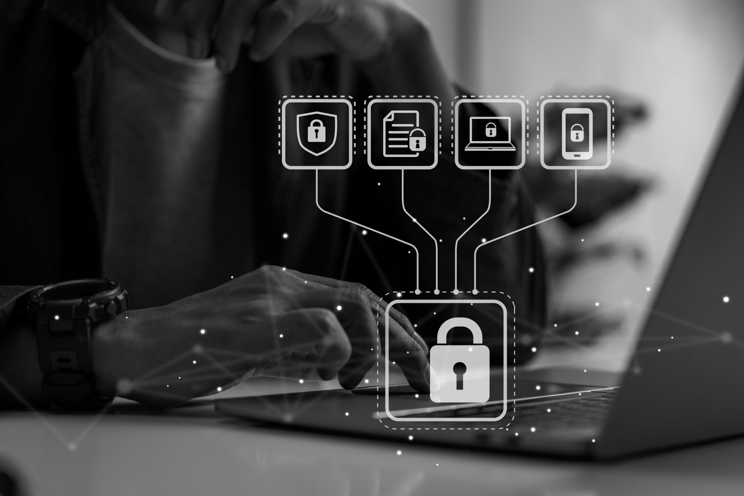 Cybersecurity concept, online data protection and information se